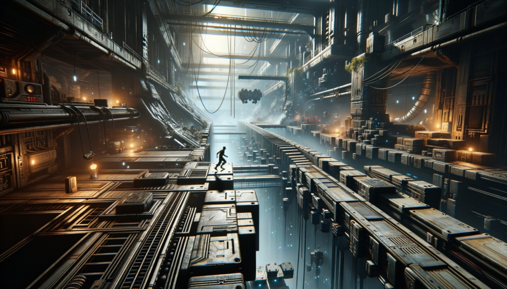 Antro Unveiled: Watch the Exciting Trailer from Humble Games Showcase 2025! Image of a futuristic corridor with a lone figure running along suspended platforms and glowing lights.