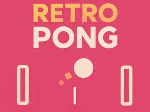 Image of a Retro Pong game screen with a pink background, two vertical paddles, a ball in motion, and the title "Retro Pong" above.
